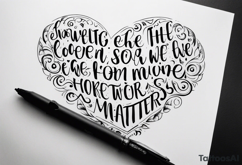 Writing So close, no matter how far
Couldn't be much more from the heart
Forever trusting who we are
And nothing else matters tattoo idea