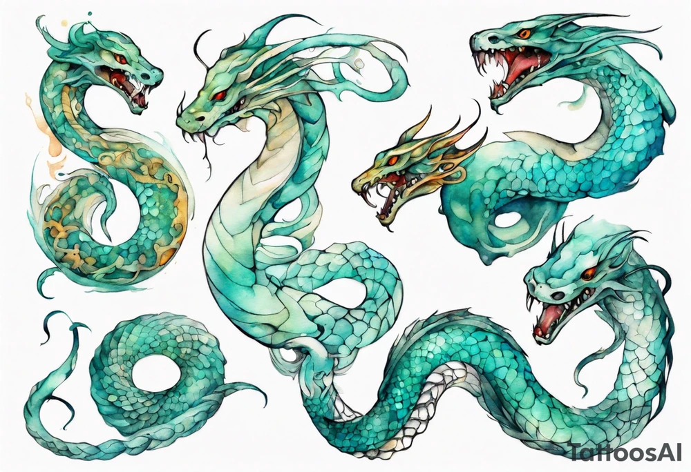 a beautiful turquoise seas serpent tattoo idea