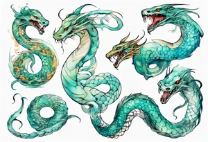a beautiful turquoise seas serpent tattoo idea
