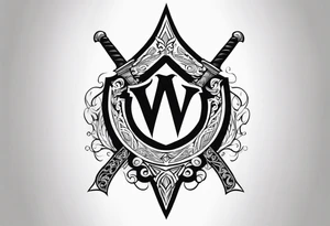 Valhalla mist fire sword shield tattoo idea
