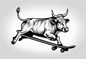 Cow riding skateboard jumping tattoo idea