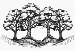 Three trees together fineline simple tattoo idea