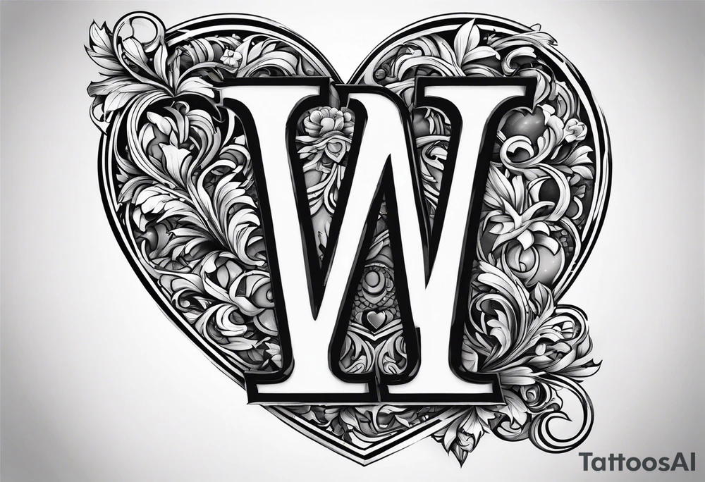 Letter M and letter S with heart tattoo idea