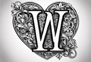 Letter M and letter S with heart tattoo idea