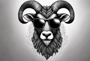 capricorn with beard and sunglasses tattoo idea
