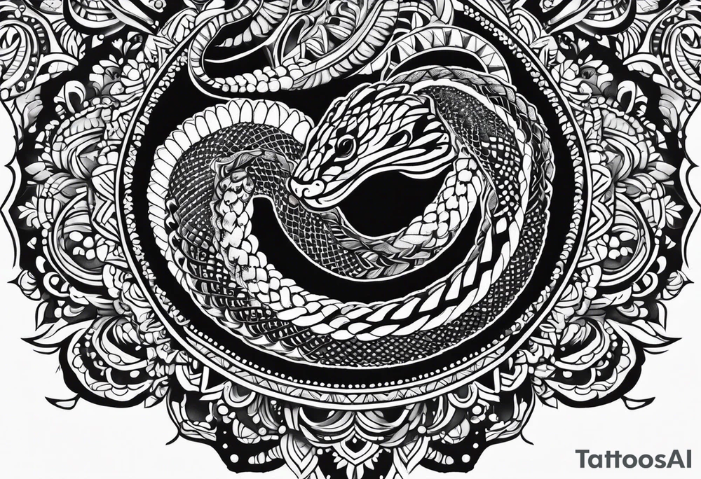 Rattlesnake mandala henna black tattoo design tattoo idea