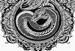 Rattlesnake mandala henna black tattoo design tattoo idea