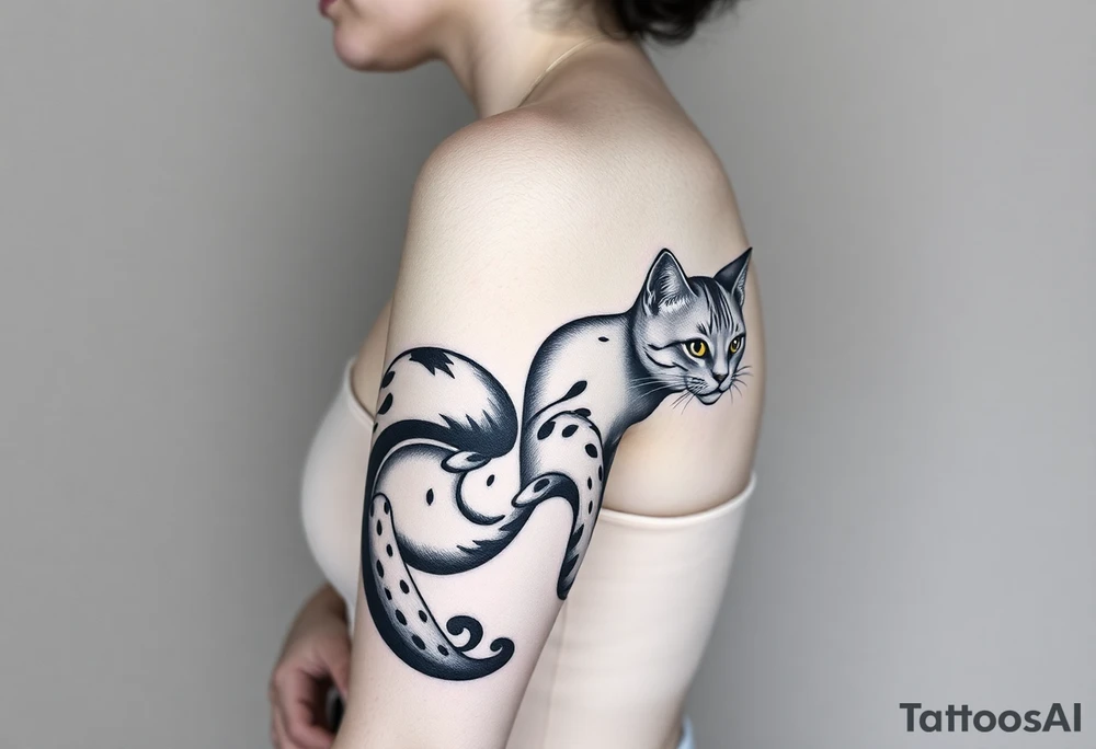 women with cat tattoo idea