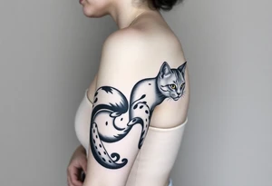 women with cat tattoo idea