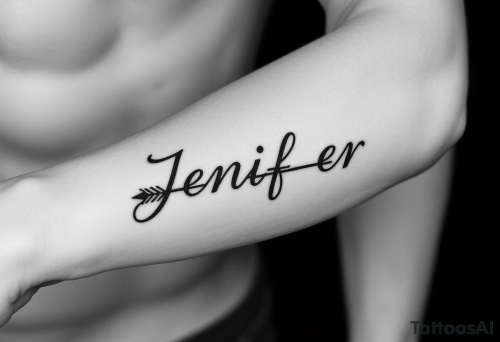 Jeniffer with a arrow through the name tattoo idea