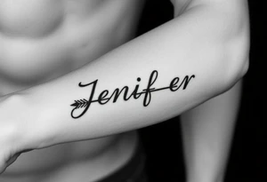 Jeniffer with a arrow through the name tattoo idea
