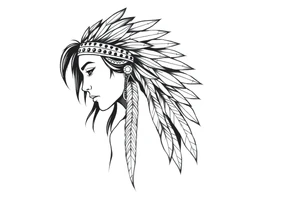 Female Native American side pose tattoo idea