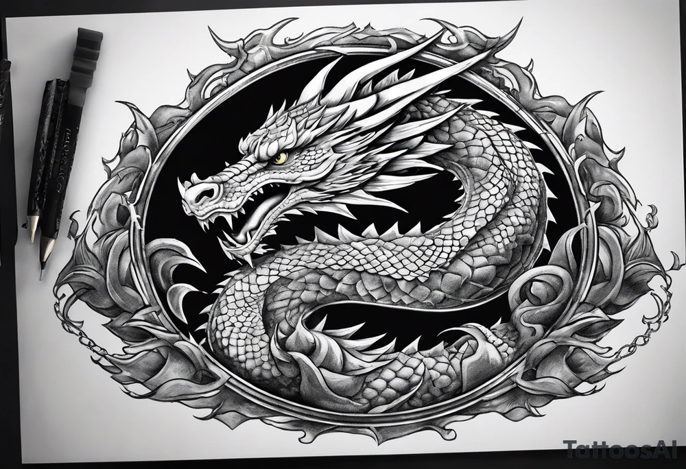 Hand of dragon with gym plate tattoo idea