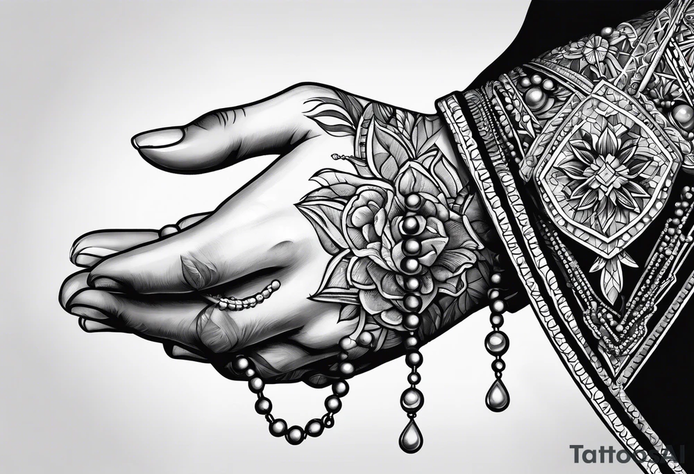 Praying hands with a rosary tattoo idea