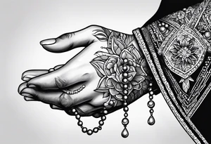 Praying hands with a rosary tattoo idea