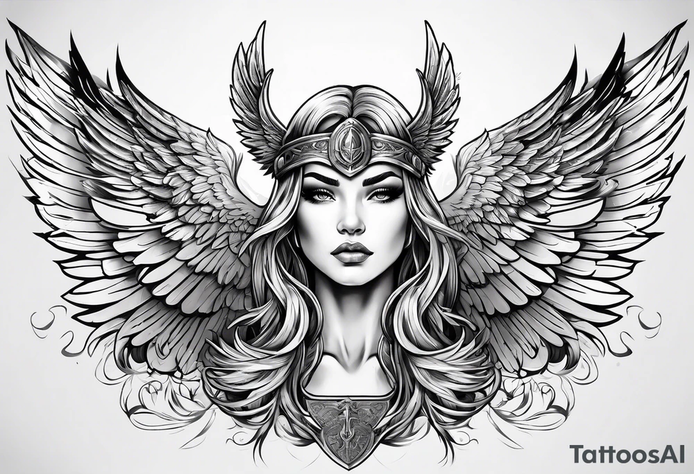 A Valkyrie with wings tattoo idea