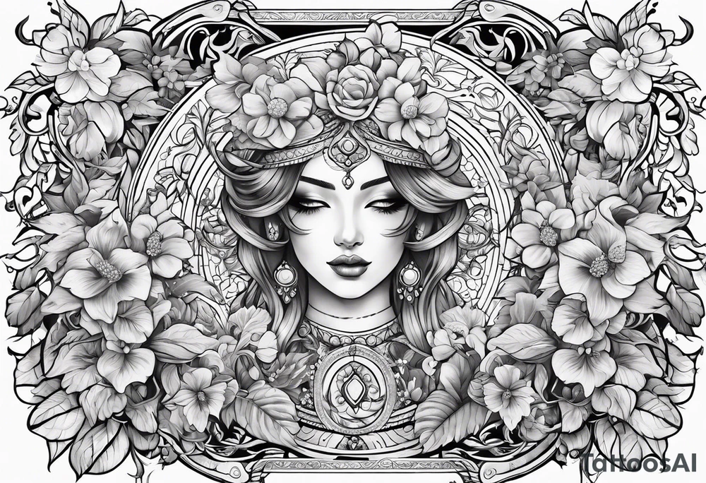 J with vines and small flowers around it tattoo idea