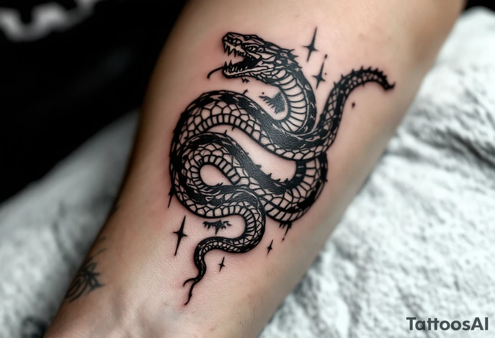 streetwear snake seen from the up view tattoo idea