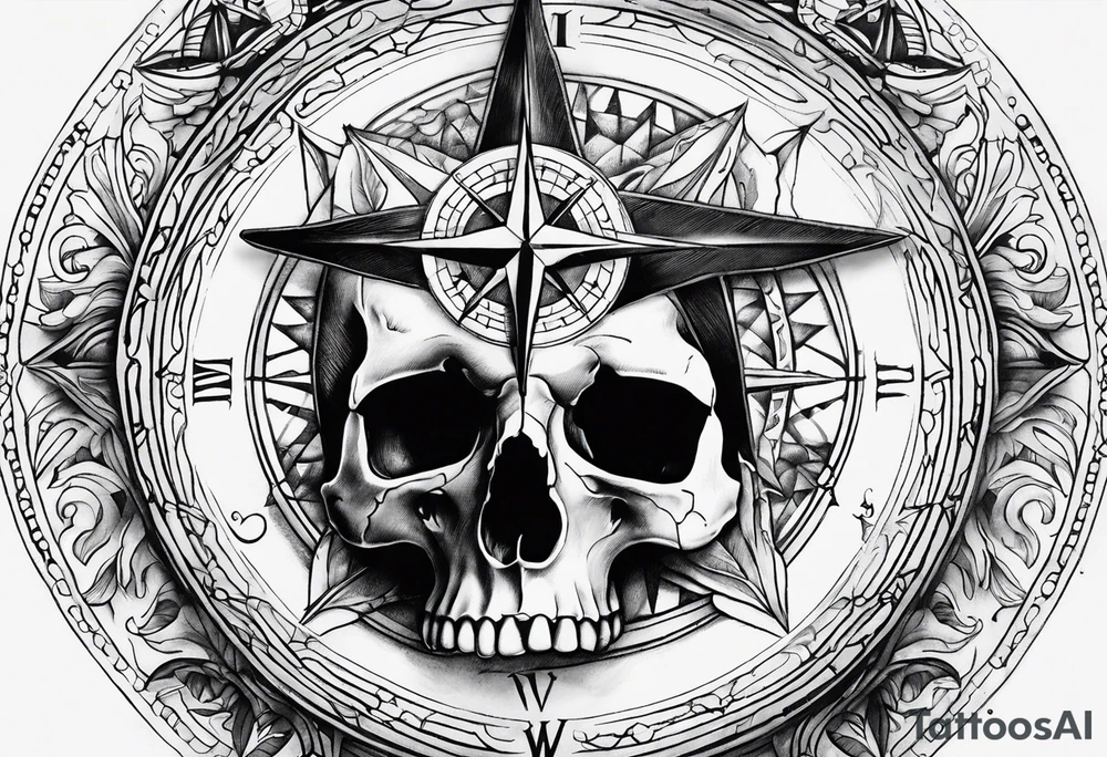 Dove skull compass tattoo idea