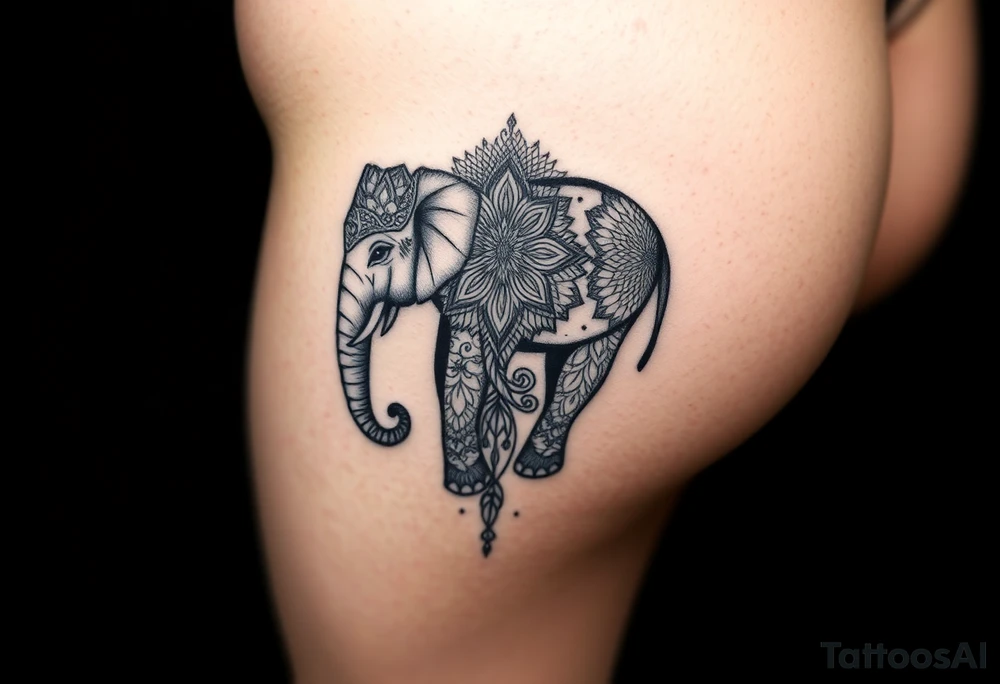 Elephant Mandela on shin women tattoo idea