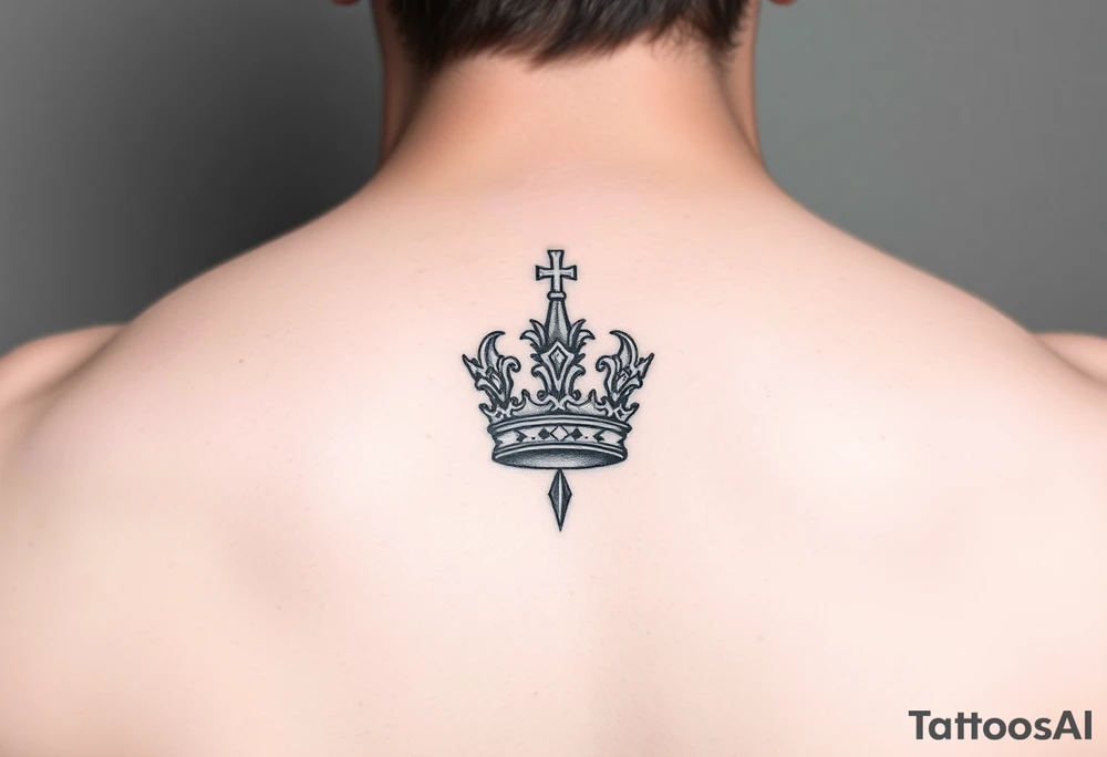 Crown no more pain strength tattoo idea