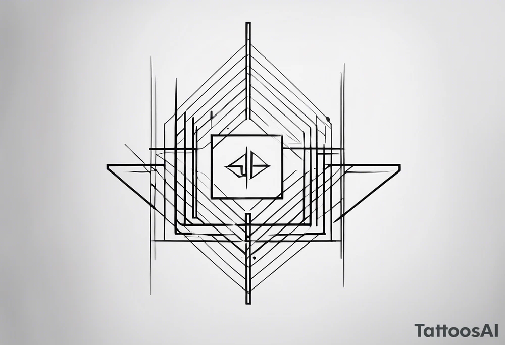 Minimalist tattoo design featuring the symbolic integration of the letters 'B' and 'E' with a focus on black line art. The design should be abstract and elegant, with the possibility of the letters forming the word 'BE' subtly or symbolically. The lines should be clean and fluid, potentially incorporating geometric elements or flowing patterns that represent the connection between the letters. The overall aesthetic should be modern, refined, and meaningful, with a strong emphasis on simplicity and artistic expression. tattoo idea