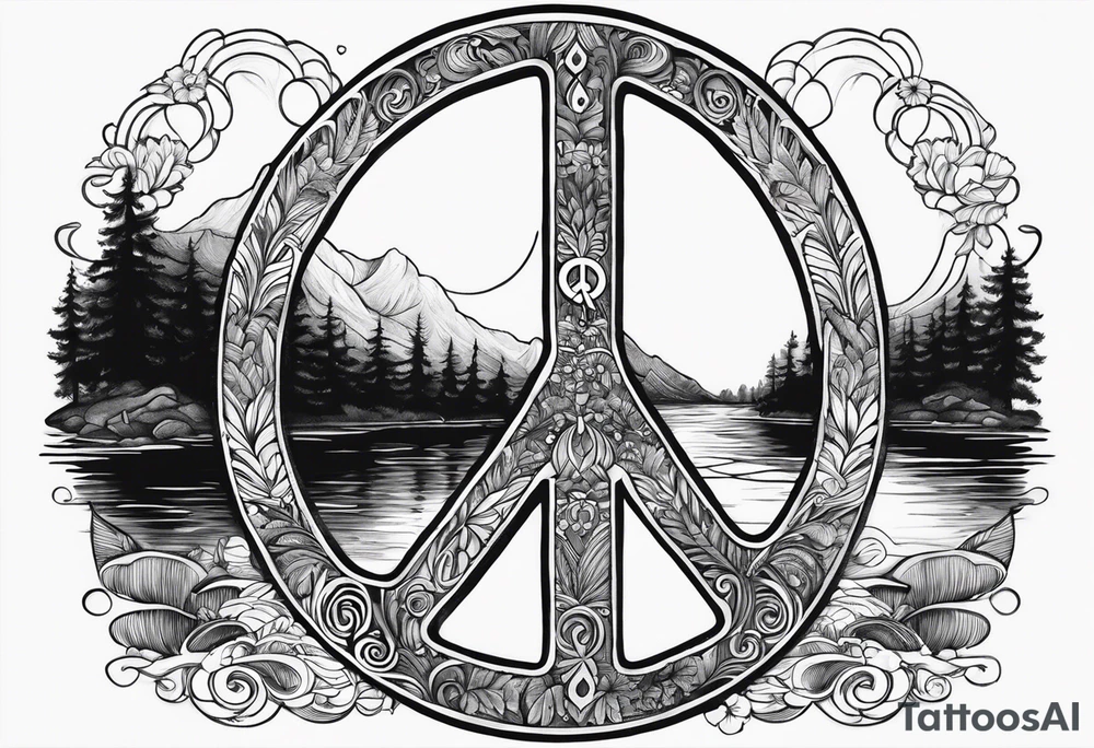 Peace sign with river 
Peace like a river. It is well tattoo idea