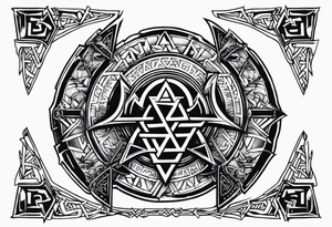 Valhalla valknut shield sword dragon axe barbed wire tattoo idea