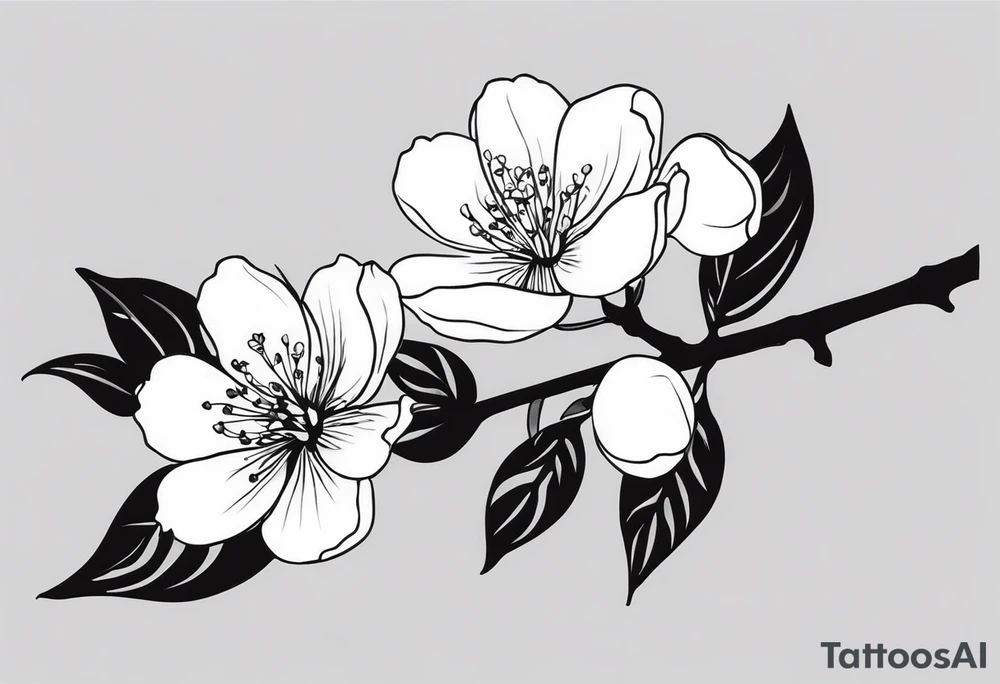 long Cherry blossum branch, from shoulder to wrist, blossom fully at the end tattoo idea