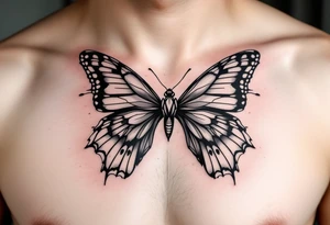 A bow tie with a butterfly outlining it tattoo idea