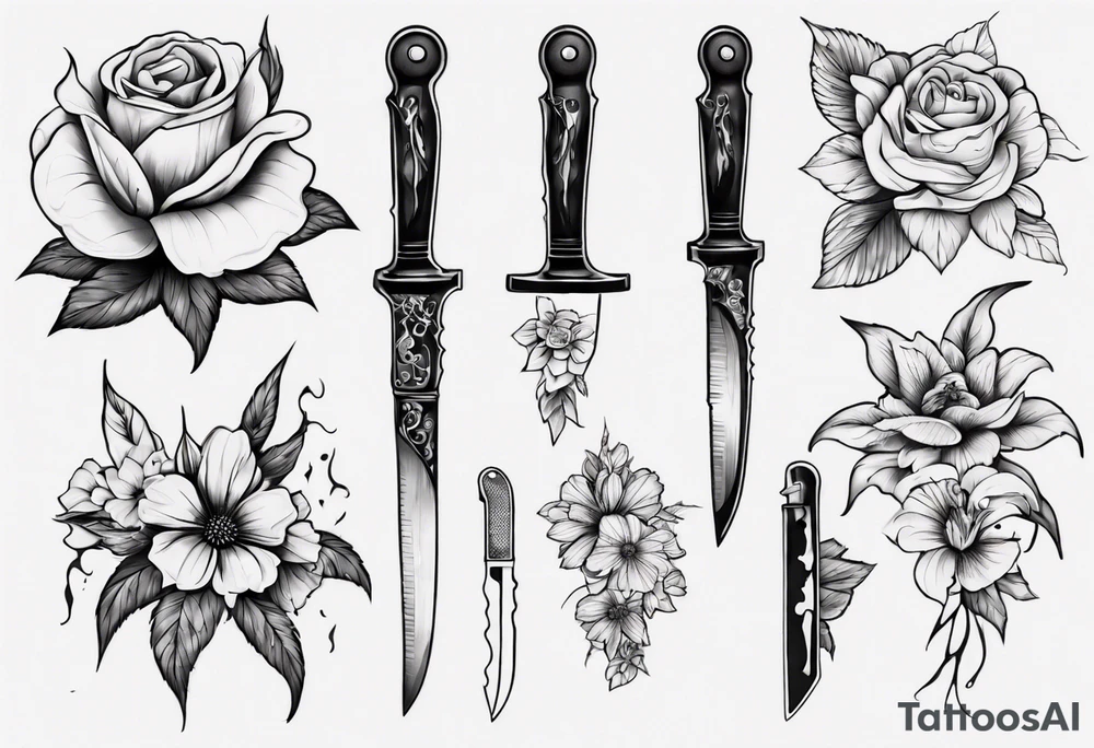 A knife stuck in a flower tattoo idea