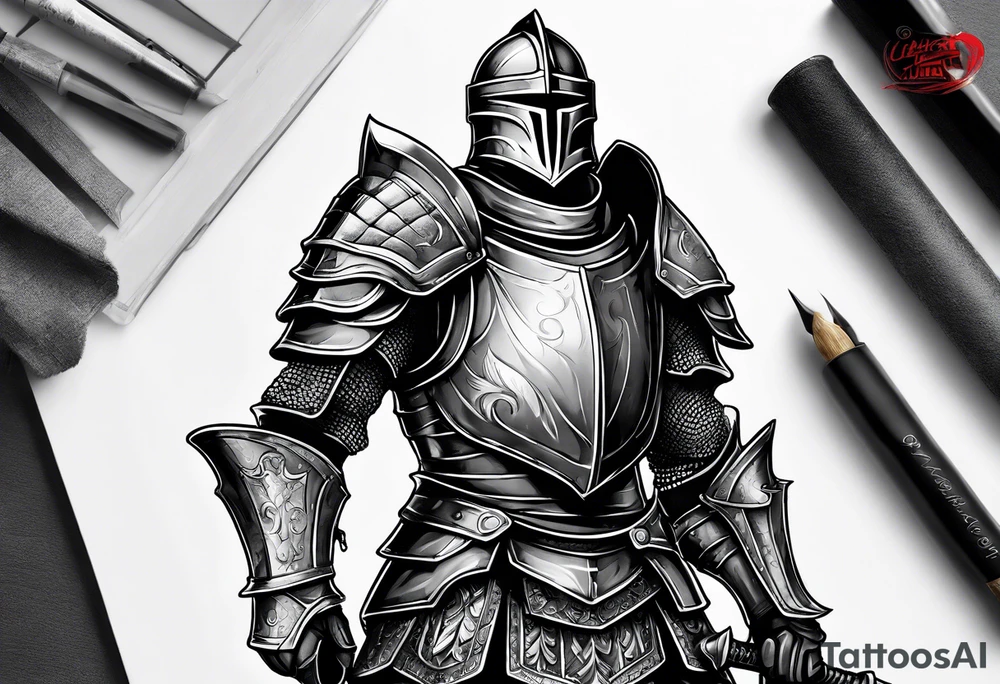 knight in heavy armor tattoo idea