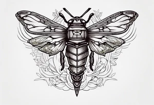 Sword behind cicada tattoo idea