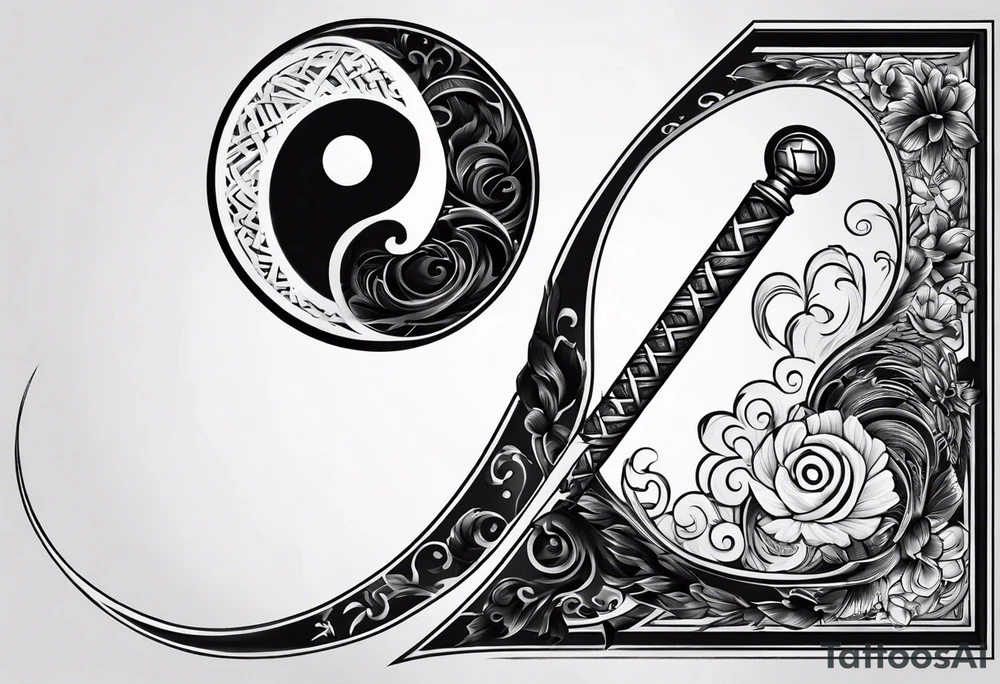 sword consistency ying yang tattoo idea