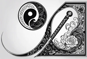 sword consistency ying yang tattoo idea