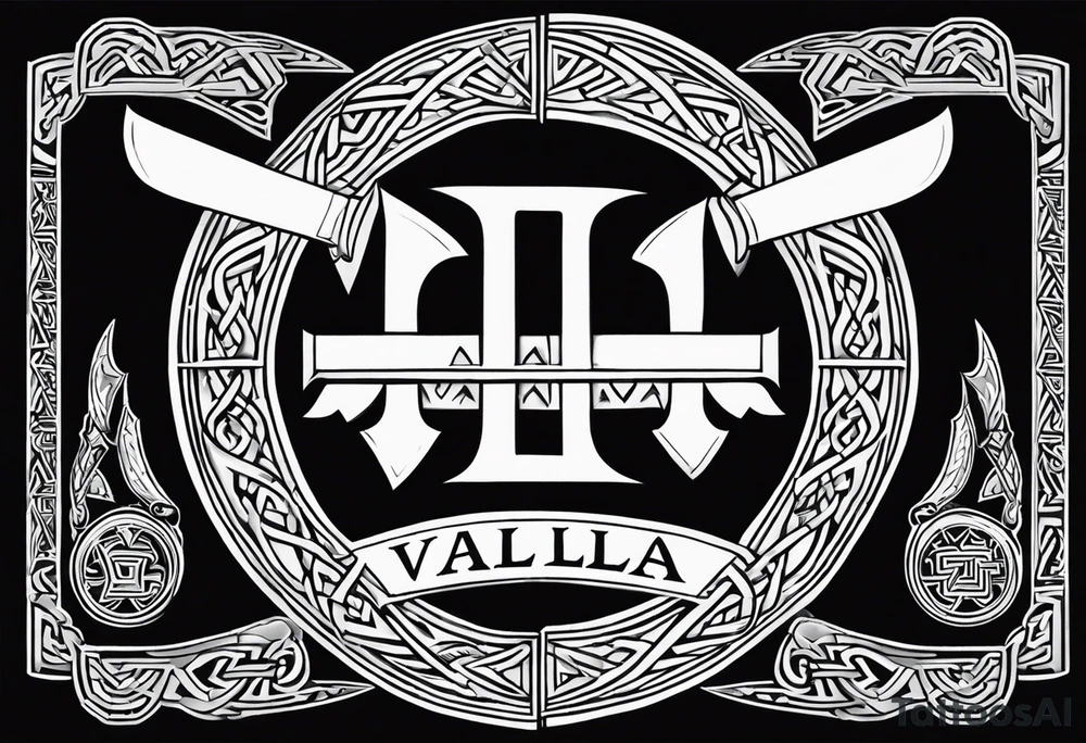 Valhalla shield valknut sword axe tattoo idea