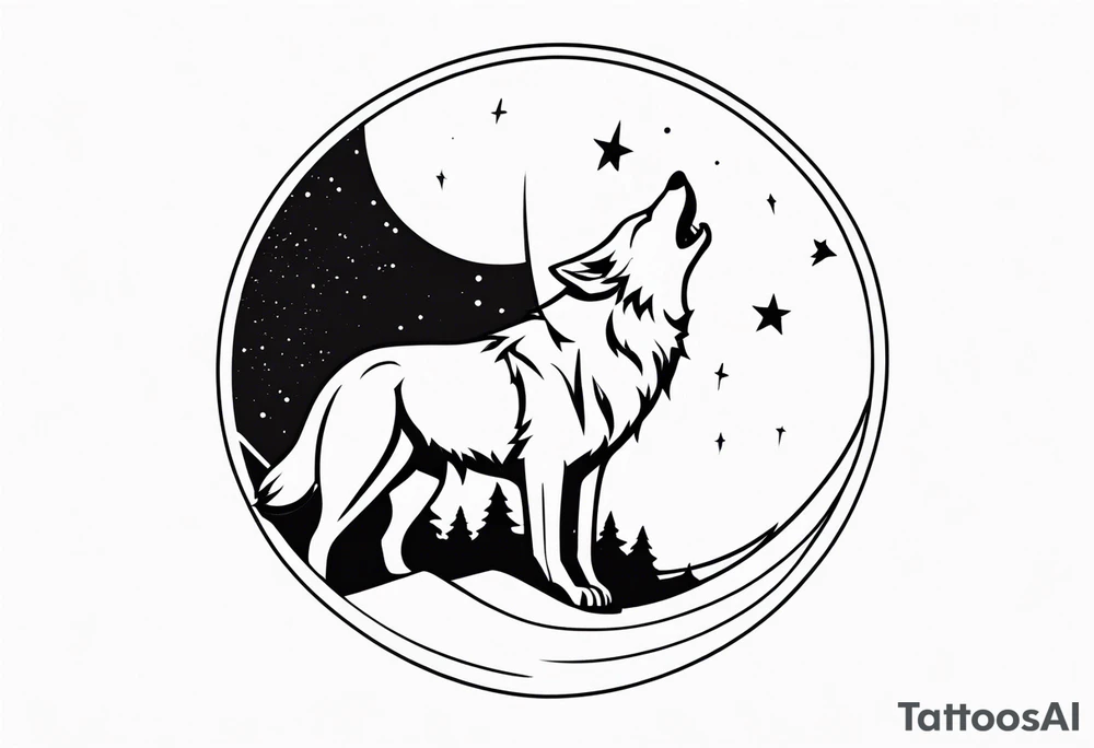 wolf howling at the moon tattoo idea