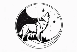 wolf howling at the moon tattoo idea