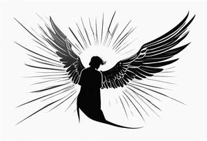 silhouette of a shooting angel from the back from the meadow tattoo idea