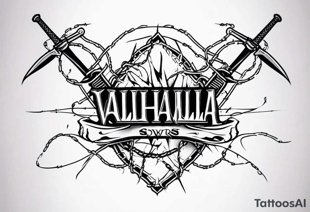 valhalla barb wire swords tattoo idea