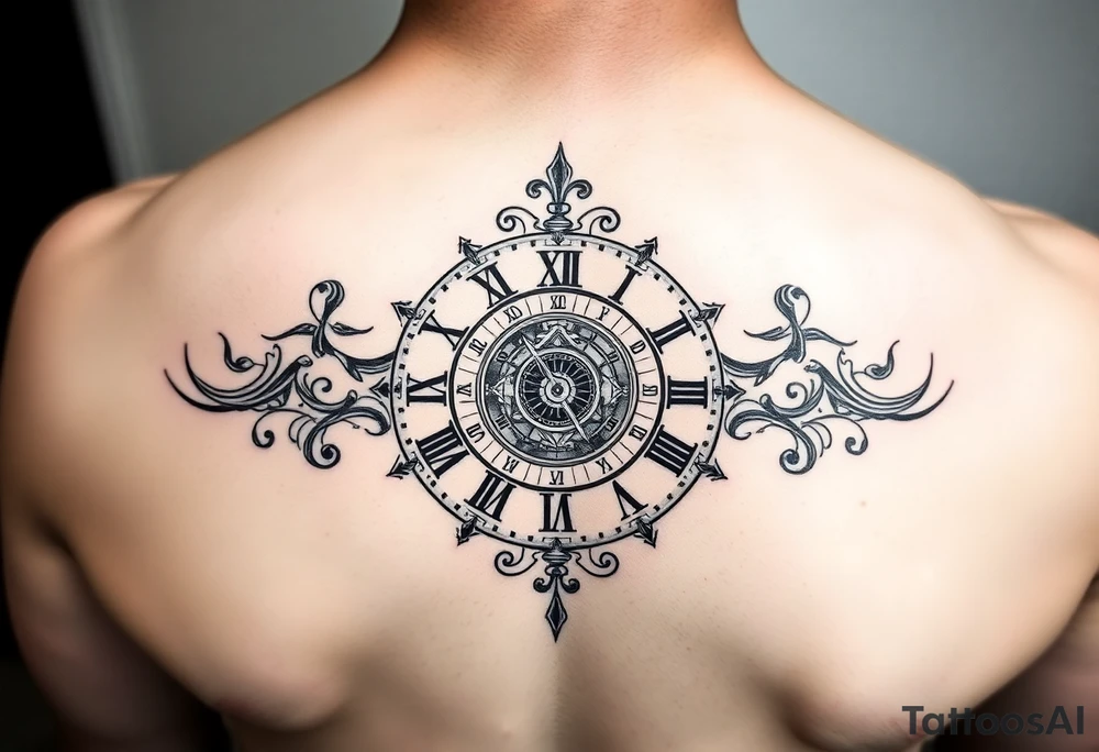 vintage roman numerals within ornate clockwork mechanism tattoo idea