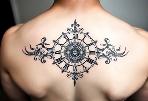 vintage roman numerals within ornate clockwork mechanism tattoo idea