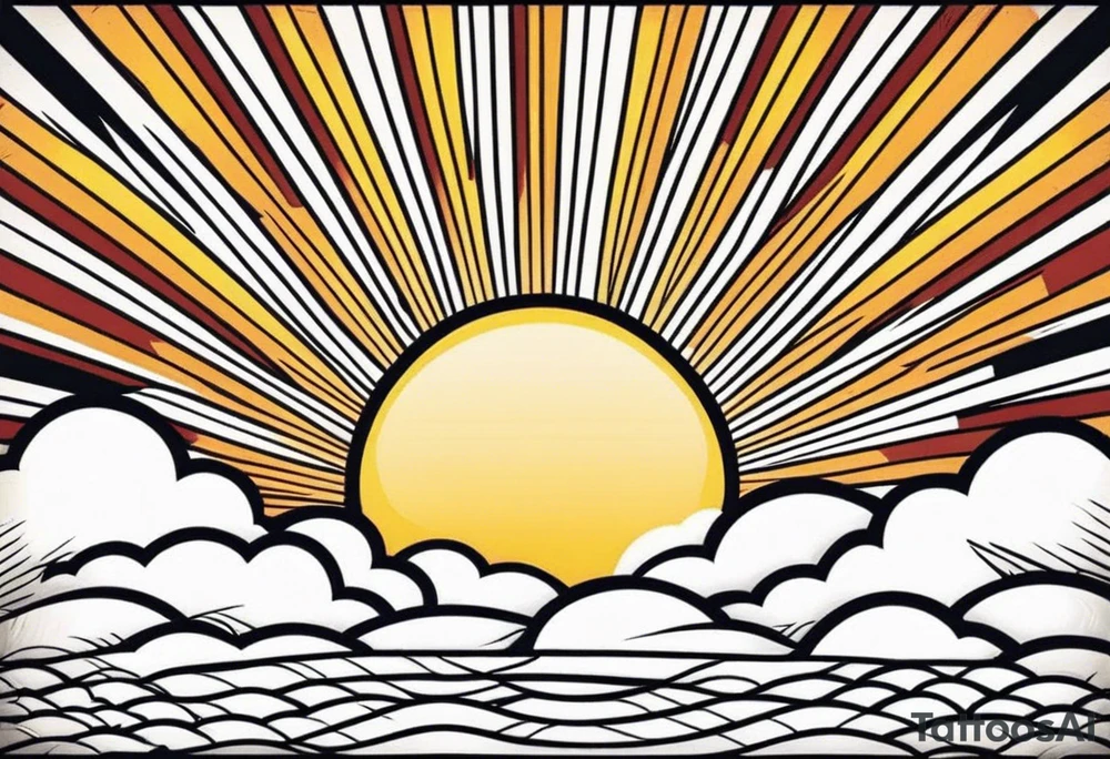 sunshine with rays
and clouds 
old school vintage simple traditional design 

bold color simple tattoo idea