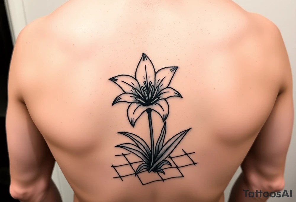 bathroom with lily coming up out of tile floor tattoo idea