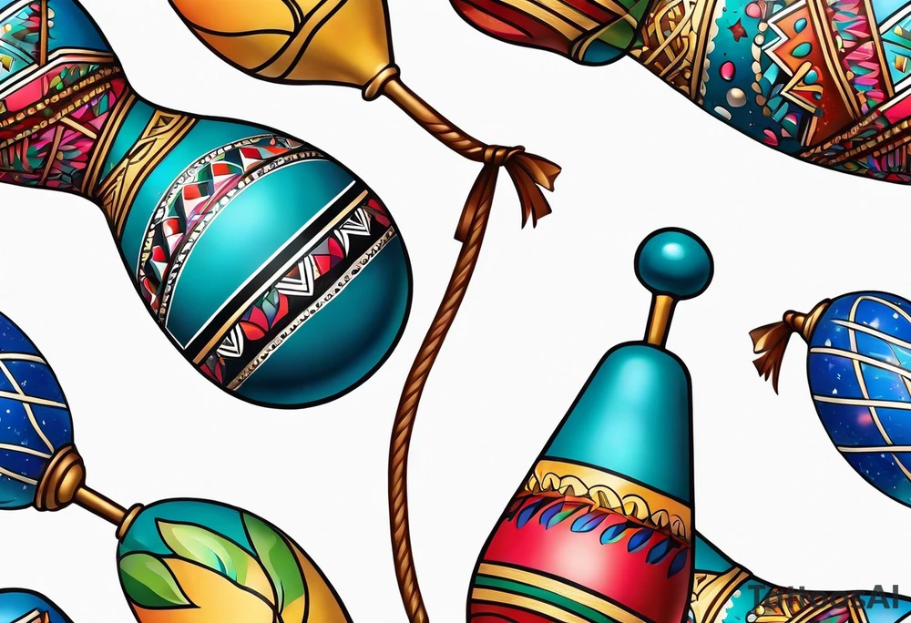 2 colorfull swinging maracas with cuban star tattoo idea