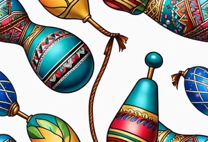 2 colorfull swinging maracas with cuban star tattoo idea