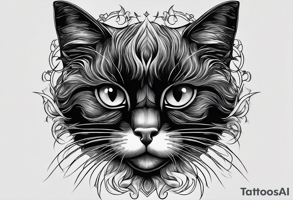Photo realistic black cat head only facing forward tattoo idea Photo realistic black cat head only facing forward tattoo idea
