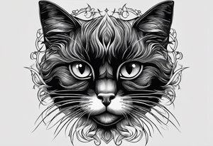 Photo realistic black cat head only facing forward tattoo idea