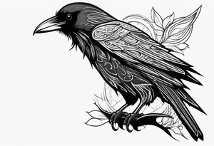 black raven with sword in mouth tattoo idea