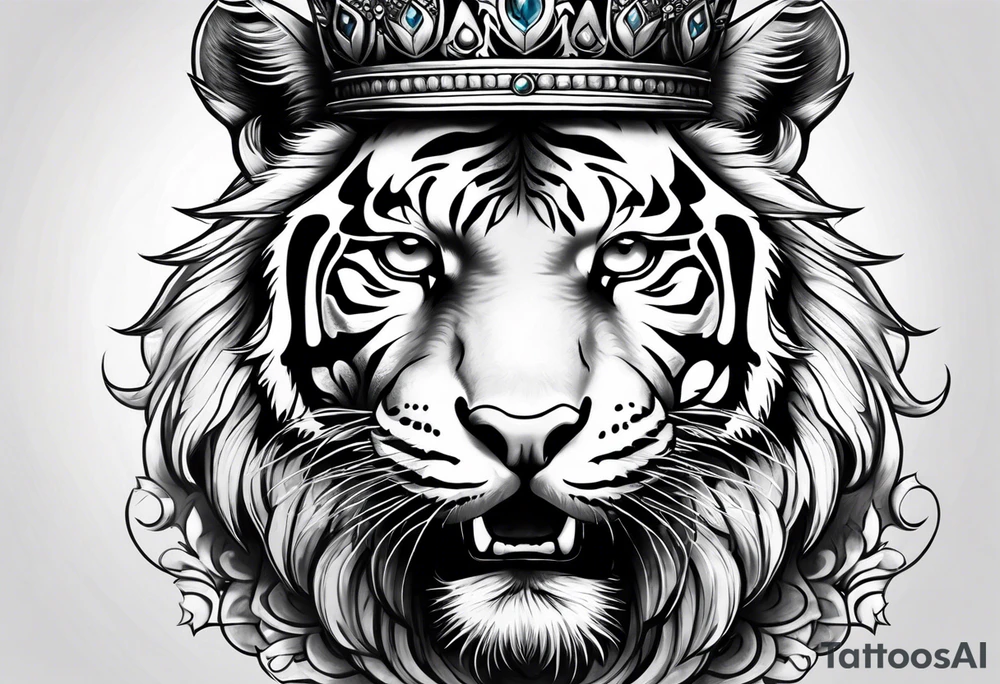 Tiger wearing crown tattoo idea